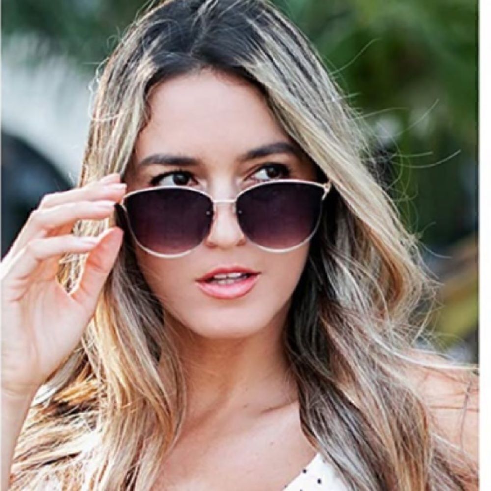 Round frame flat lens Sunglasses